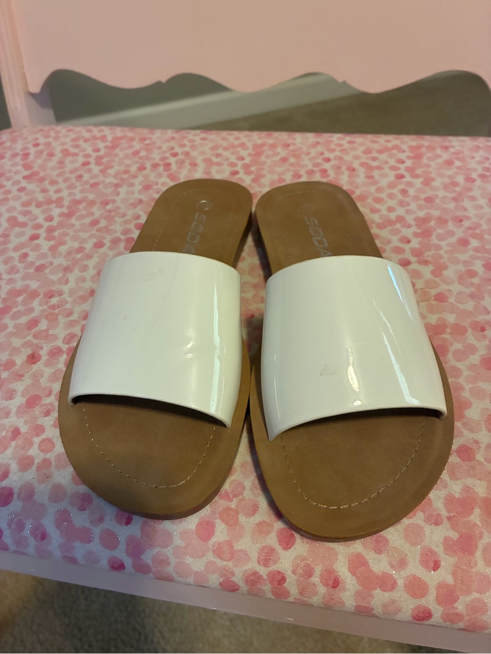 White Slide Sandals for Women - Soda